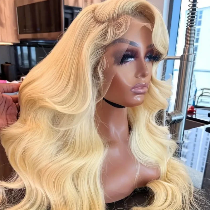 Overnight Shipping 13x4 Glueless HD Lace Human Hair Affordable Wig #613 Blonde Bombshell Body Wave Hair