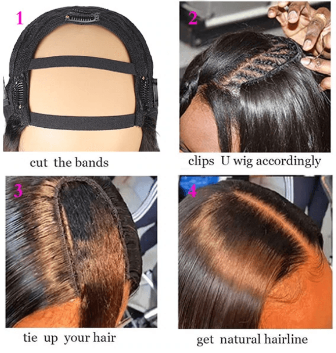 Kinky Straight Virgin Remy Human Hair U-Part Wig