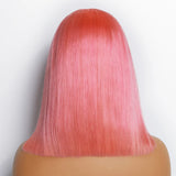 150% Density 13x4 Pre-Plucked Lace Frontal Bob Wig Straight Pink