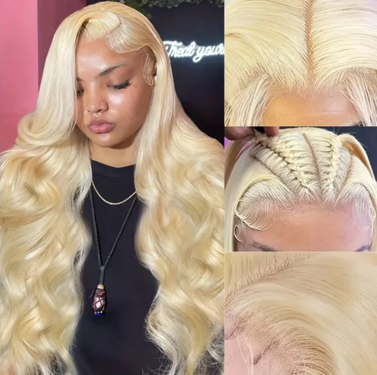 Overnight Shipping 13x4 Glueless HD Lace Human Hair Affordable Wig #613 Blonde Bombshell Body Wave Hair