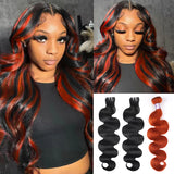 Peekaboo Black Hair With Ginger Orange Two Tones Ombre Color Body Wave Human Hair Bundles