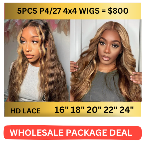【iSellHair Wholesale Package Deal】5pcs P4/27 4x4 Wigs = $800