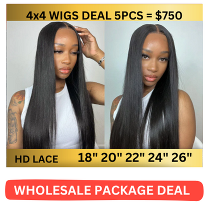 【iSellHair Wholesale Package Deal】4x4 Wigs Deal 5pcs = $750