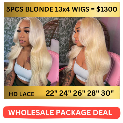 【iSellHair Wholesale Package Deal】5pcs Blonde 13x4 Wigs = $1300