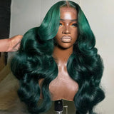iSellHair Dark Green Body Wave HD Lace Front Human Hair Wig 13x6 180% Density | Overnight Shipping