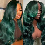 iSellHair Dark Green Body Wave HD Lace Front Human Hair Wig 13x6 180% Density | Overnight Shipping