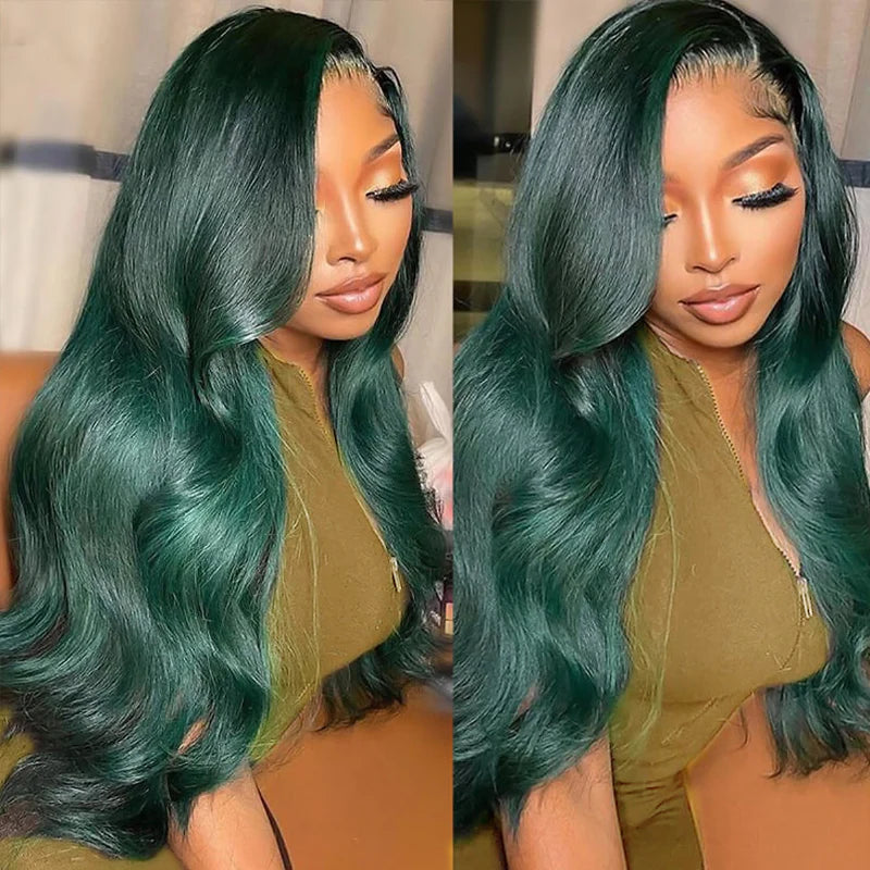 iSellHair Dark Green Body Wave HD Lace Front Human Hair Wig 13x6 180% Density | Overnight Shipping