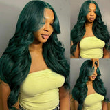 iSellHair Dark Green Body Wave HD Lace Front Human Hair Wig 13x6 180% Density | Overnight Shipping