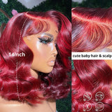 iSellHair Cherry Red Body Wave Bob Wig | 13x4 HD Lace