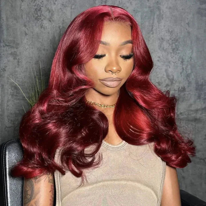 iSellHair Cherry Red Body Wave Bob Wig | 13x4 HD Lace