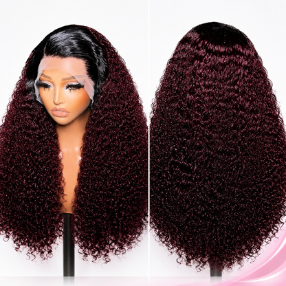 iSellHair 99J Burgundy Curly Human Hair Wig | HD Lace