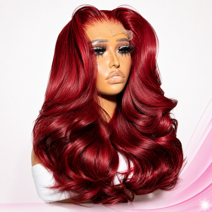 iSellHair Cherry Red Body Wave Bob Wig | 13x4 HD Lace