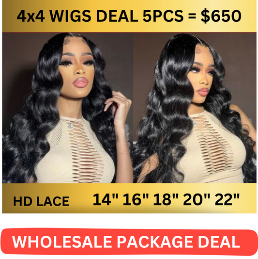 【 iSellHair Wholesale Package Deal】4x4 Wigs Deal 5pcs = $650