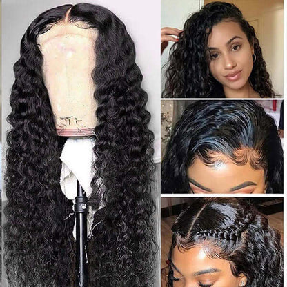 HD 13x4 Lace Front Wig Brazilian Deep Wave Transparent Lace Front Human Hair Wig