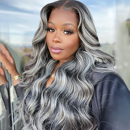 P1B/Grey Color Body Wave 13x4 Transparent Lace Front Wig