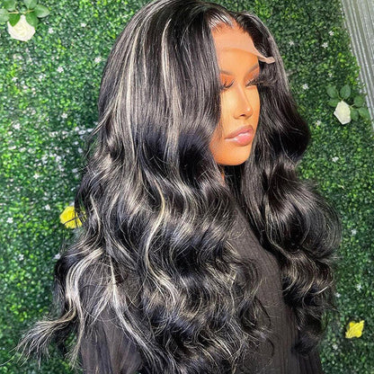 P1B/Grey Color Body Wave 13x4 Transparent Lace Front Wig