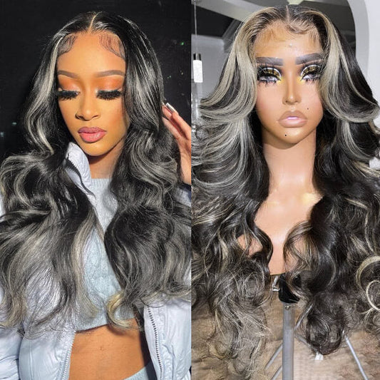 P1B/Grey Color Body Wave 13x4 Transparent Lace Front Wig