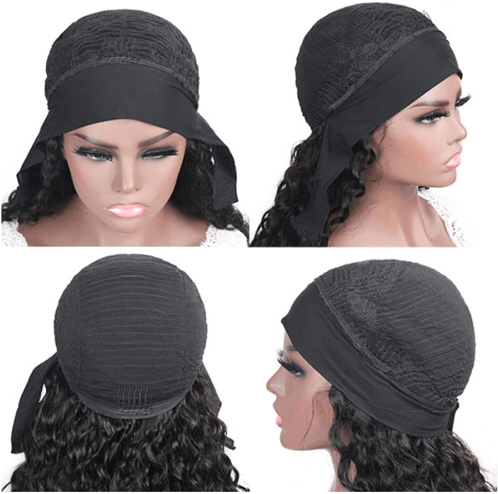Headband Wig Water Wave Human Hair Non-Lace Wig - MyPlushWigs