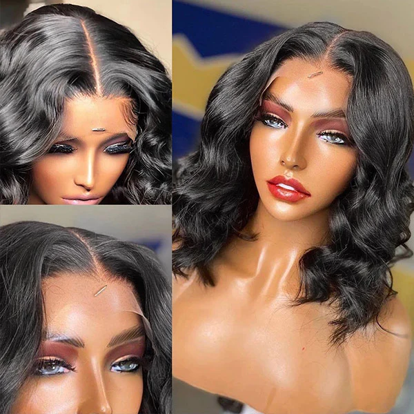 13x4 Short Natural Body Wave Bob Lace Wig