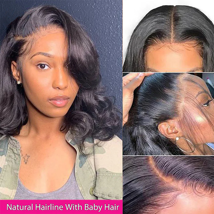 13x4 Short Natural Body Wave Bob Lace Wig