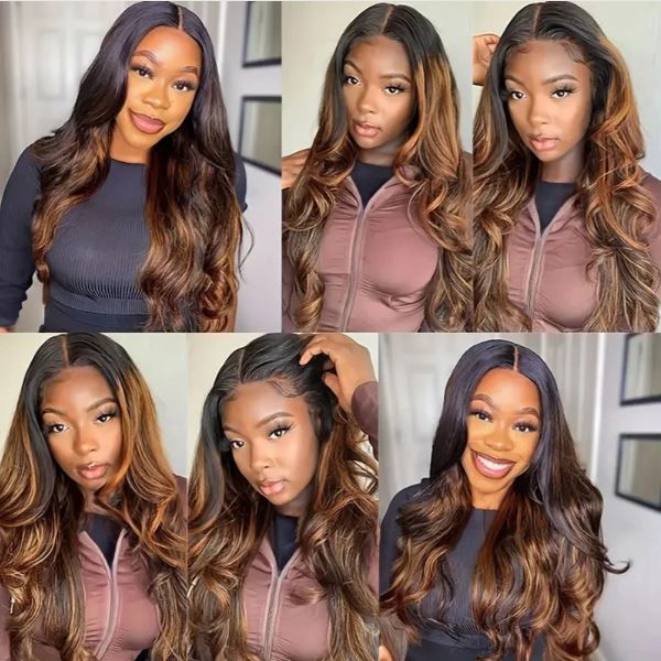 Shetress #FB30 Brown Balayage Highlight Body Wave Human Raw Hair Bundles