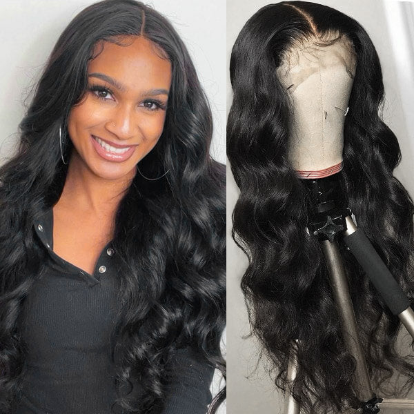 Body Wave 4x4 Lace Closure Wig 10A Grade Virgin Remy Human Hair Wig