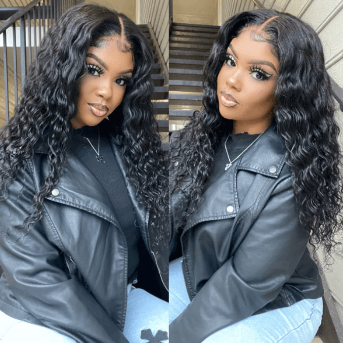 HD 13x4 Lace Front Wig Brazilian Deep Wave Transparent Lace Front Human Hair Wig - MyPlushWigs