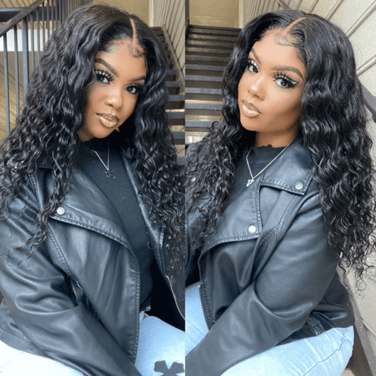 HD 13x4 Lace Front Wig Brazilian Deep Wave Transparent Lace Front Human Hair Wig - MyPlushWigs