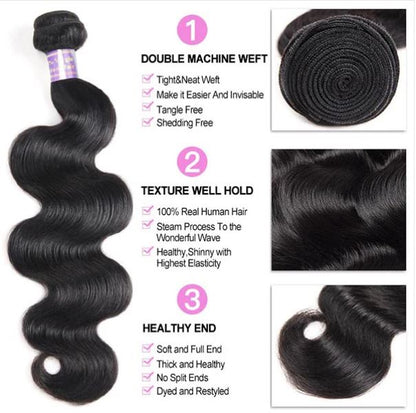 Shetress Brazilian Body Wave 3 Bundles Virgin Human Hair