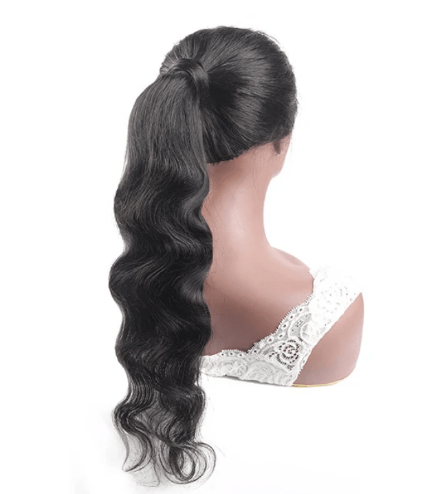 Body Wave Long Wavy Wrap Around Clip In Ponytail Hair Extension Brazilian Remy Human Hair - MyPlushWigs