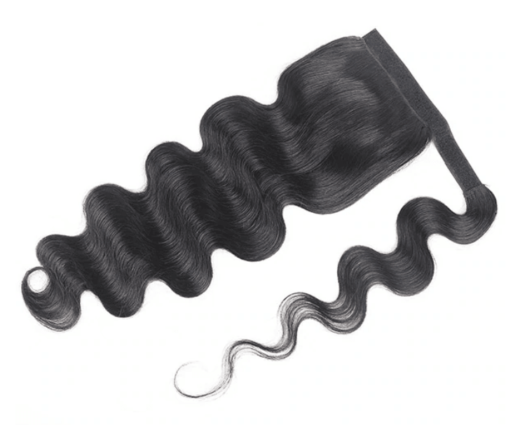 Body Wave Long Wavy Wrap Around Clip In Ponytail Hair Extension Brazilian Remy Human Hair - MyPlushWigs