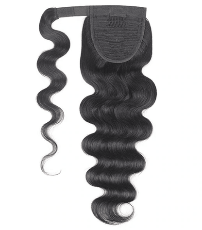 Body Wave Long Wavy Wrap Around Clip In Ponytail Hair Extension Brazilian Remy Human Hair - MyPlushWigs