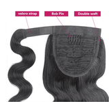 Body Wave Long Wavy Wrap Around Clip In Ponytail Hair Extension Brazilian Remy Human Hair - MyPlushWigs