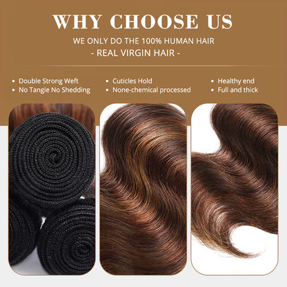 iSellHair FB30 Brown Balayage Body Wave Human Hair Bundles | Overnight Shipping
