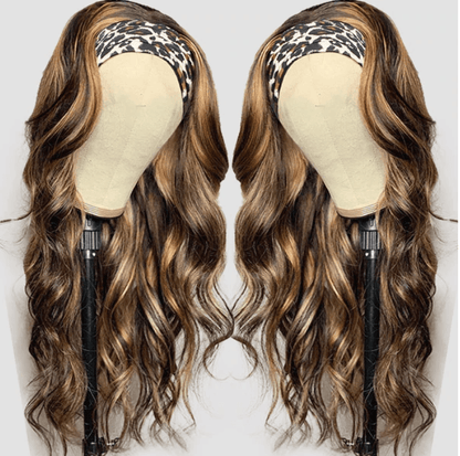 Highlight With Headband Body Wave Human Hair Wig - MyPlushWigs