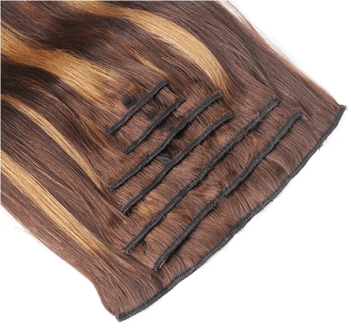 Honey Blonde Color Straight Hair Clip In Hair Extensions 7 Pieces/Set