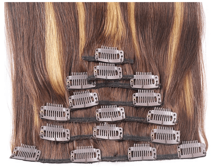 Honey Blonde Color Straight Hair Clip In Hair Extensions 7 Pieces/Set