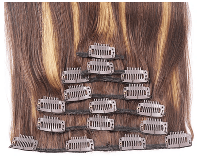 Honey Blonde Color Straight Hair Clip In Hair Extensions 7 Pieces/Set