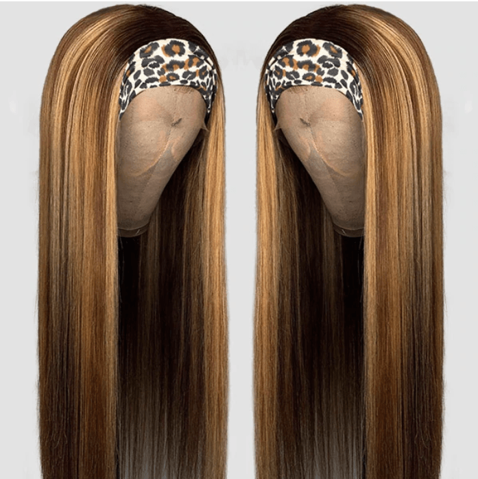 Honey Blonde Ombre Hair With Headband Straight Human Hair
