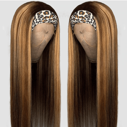 Honey Blonde Ombre Hair With Headband Straight Human Hair