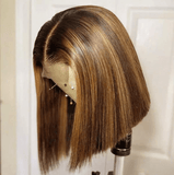 Honey Blonde Straight Hair 4x4 Lace Closure Short Bob Human Hair Wig