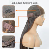 180% Density 5x5 HD Glueless Lace Closure Wig Straight