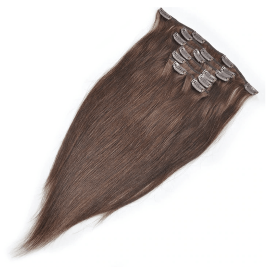 Straight Hair Clip In Hair Extensions 7 Pieces/Dark Brown Color