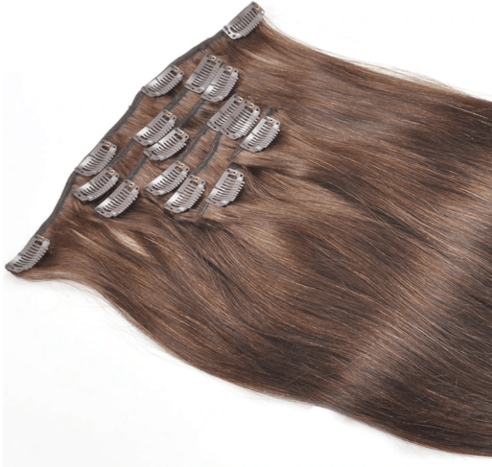 Straight Hair Clip In Hair Extensions 7 Pieces/Dark Brown Color