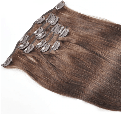 Straight Hair Clip In Hair Extensions 7 Pieces/Dark Brown Color